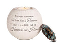 Pavilion Gift Company - A Little Bit of Heaven in Our Home - 4" Round Tealight Terracotta Candle Holder with Metal Lid in Memory Loss of Loved One Remembrance Bereavement Grief Funeral Gift