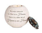 Pavilion Gift Company - A Little Bit of Heaven in Our Home - 4" Round Tealight Terracotta Candle Holder with Metal Lid in Memory Loss of Loved One Remembrance Bereavement Grief Funeral Gift