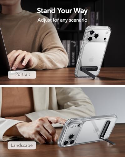 ESR Boost Phone Kickstand, Vertical and Horizontal Stand, Adjustable Angle, Compatible with iPhone Air 17 Pro Max, iPhone 17e/16/15/14/13/12, Samsung Galaxy S26/S25/S24/S23 Series, Google, Black - color: Black