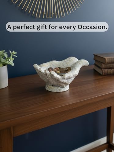 Caring Cupped Hands Shaped Decorative Hand Bowl -Cute Catch All Trinket Tray-Candy Dish Offering Stand-Home Decor Hand Jewellery Holder-Mother’s Day Birthday (White & Brown Textured) - color: White & Brown Textured