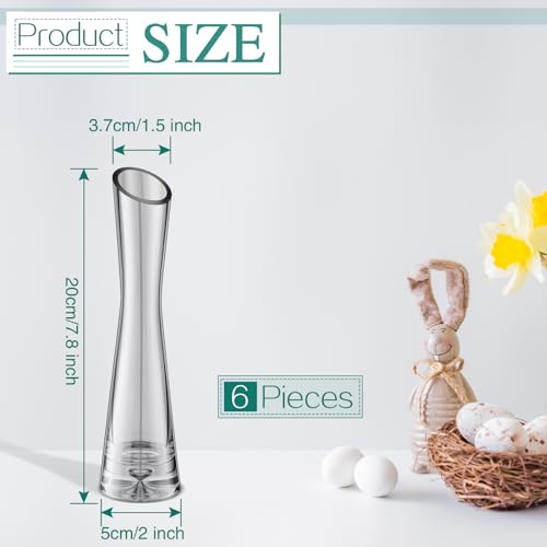 Lallisa 6 Pcs Glass Bud Vases for Centerpieces Maria Modern Clear Small Skinny Decorative Single Flower Bud Vase for Wedding Party Event Home Office Decoration(7.87 Inch,Grey) - color: Gray, size: 7.87 Inch