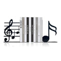 Ecqizer Music Themed Book Ends,Musical Note Bookend,Metal Bookend,Bookends Decorative,Home Decorative Bookends,Bookshelf Holder,Gifts for Music Lovers,Music Teacher and Women, Black