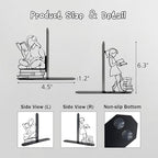 Cute Bookends Decorative, Durable Metal Book Holders with Timeless Appeal, Black, 1 Piece, 6.3x4.5x1.2 inches