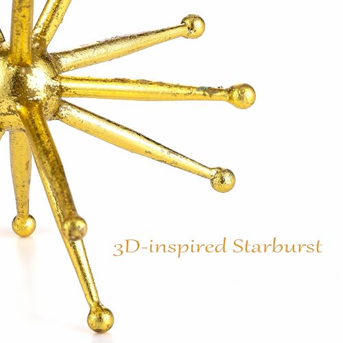 8" Gold Decorative Sphere, Metal StarburstTabletop Sculpture, Abstract Tabletop Decorative Ball for Home Metal Sphere Decor