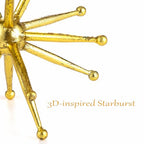 8" Gold Decorative Sphere, Metal StarburstTabletop Sculpture, Abstract Tabletop Decorative Ball for Home Metal Sphere Decor