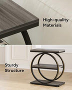 LITTLE TREE End Table, 3-Tier Side Table, Slim Sofa Side Table for Living Room, Tall Bedside Table Nightstand for Bedroom, Grey and Black - color: Grey