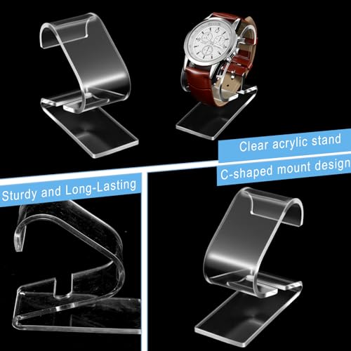 Prasacco Clear Watch Display Stand, 2Pcs Single Watch Holder Organizer Acrylic Watches Holders Display Rack Jewelry Holders Stand for Bracelet Jewelry Storage