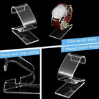 Prasacco Clear Watch Display Stand, 2Pcs Single Watch Holder Organizer Acrylic Watches Holders Display Rack Jewelry Holders Stand for Bracelet Jewelry Storage