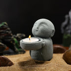 Landical Buddha Sandstone Statues, Zen Monk Praying Statue Sculptures Ornament for Wealth Good Luck Feng Shui Decor Home Office Car Decoration(Jizo Monk) - style: Jizo Monk