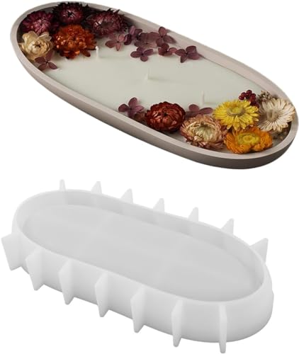 Oval Candle Boat Jar Molds, Creative Silicone Vessels Pot Molds, Concrete Container Storage Tray Making Moulds for Storage Holder Jewelry Box Vase Aroma Cup (L) - color: L