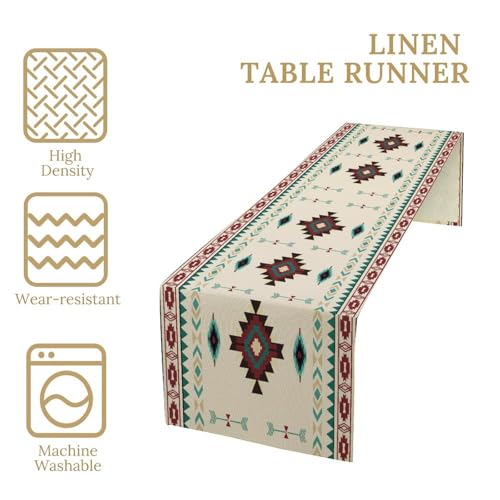 Aztec Table Runner Southwestern Native Vintage Geometric Pattern Table Runner Retro Country Table Dinner Decoration 13x36 Inch - color: Aztec-5, size: W13x36L