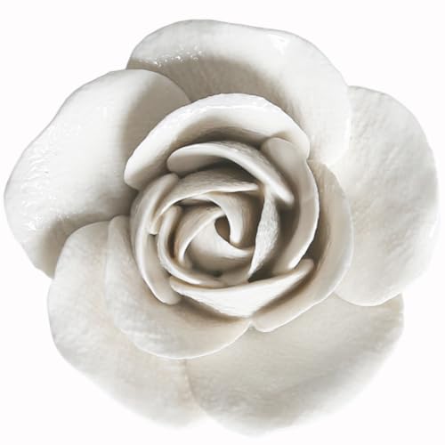 Ceramic Flower Wall Decor Handmade Rose Art Flower for Living Room Home Hallway Bedroom Kitchen Farmhouse Bathroom Dining Room Camellia White 9 cm - color: Camellia 3-white, size: 3.5 in