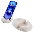 Artificial Stone Cell Phone Stand for Desk Handcraft Pebble Shape Minimalist Decor for Desk Kitchen Counter Office Easy of Use Sturdy and Stable(Light Brown Granite Rock Style) - style: light brown granite