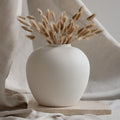White Ceramic Vase 7.9 inch Round Minimalist Leak-Proof Vases for Flowers with Soft Pads, Modern Farmhouse Decor for Living Room