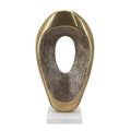 Modern Abstract Gold Sculpture 16-Inch Aluminum Art Statue on Marble Base, Contemporary Home Decor for Living Room, Office, or Shelf Display - 8" x 4" x 16"