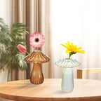 Glass Mushroom Vase, Mini Mushroom Vase, Flower vase, Creative Mushroom Glass Vase Plant Hydroponic Art Plant Table Vase (4 Color)