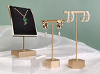 GemeShou Gold Metal 2pcs T Bar Earring Retail Display Stand for show, Tabletop Jewelry Tower Holder for Girl Women【Gold-Hexagon Base 2pcs Height 4.5" and 5.3"】 - color: A3/Gold Hexagon Base 2pcs Height 4.5" and 5.3"