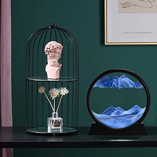 rysnwsu 3D Dynamic Sand Art Liquid Motion, Moving Sand Art Picture Round Glass 3D Deep Sea Sandscape in Motion Display Flowing Sand Painting Relaxing Desk Toys (Red, 12'') - color: Red, size: 12''