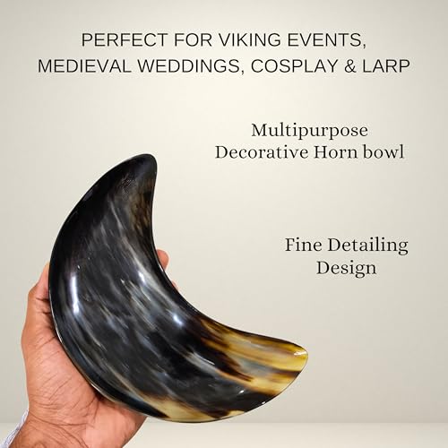 Moon Shape Horn Made Dish Tray for Dining Table Decent Design Decorative Functional Moon Shape Tray to Serve Snack Catch-All Tray-Decor Tray-use as Coffee Table Tray Entryway Farmhouse Décor Bowl