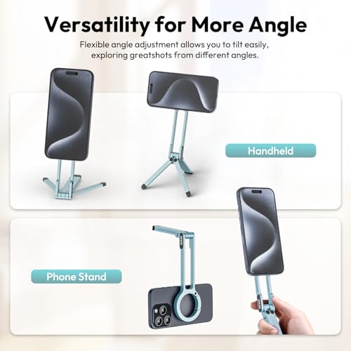 ULANZI MA30 Magnetic Phone Tripod Stand for iPhone, Aluminium Maglock Smartphone Mini Tripod Pocket Cell Phone Stand Strong Magnet Compatible with iPhone 17 16 15 14 13 12 Series, Mint Green - color: Mint Green