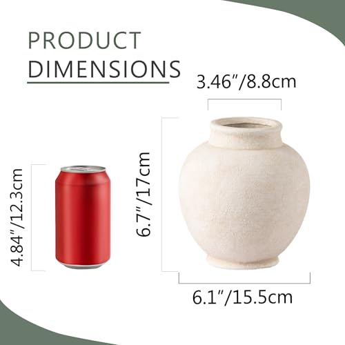 Ceramic Flower Vase, Flower Vase White Rustic Farmhouse Decorative Vase Floral Pottery Vases for Home Decor Table Living Room Entryway Mantel Bookshelf Bedroom Bathroom Kitchen - 6.7 Inch White - color: 6.7"h - White
