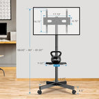 PERLESMITH Rolling TV Stand, Mobile TV Stand for 23-60 Inch LCD LED TVs, Tilt TV Stand Wheels Holds up to 88Lbs, Portable TV Stand for Bedroom with Shelf, Outdoor TV Stand Max VESA 400x400mm PSTVMC06 - size: 23-60 Inch