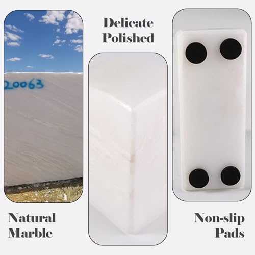 Karibiber Marble Bookend for Shelves, Non-Skid Bookends for Heavy Books, Heavy Duty Book Stopper for CDs, Luxury Book Shelf Holder, Quarter Circle Design Book Ends Decorative, Namib Fantasy, Set of 2 - color: Namib Fantasy
