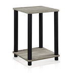 FURINNO Turn-N-Tube Haydn End Table, 1-Pack, French Oak Grey/Black - color: French Oak/Black, size: 1-Pack, 2-Tier, style: Haydn