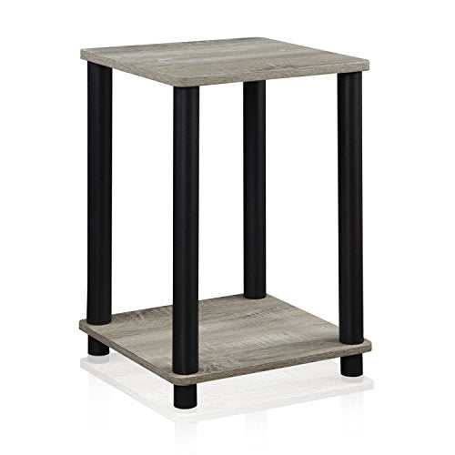 FURINNO Turn-N-Tube Haydn End Table, 1-Pack, French Oak Grey/Black - color: French Oak/Black, size: 1-Pack, 2-Tier, style: Haydn