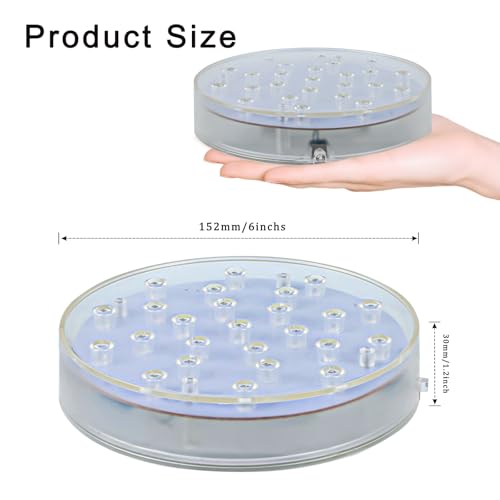 LARDUX Pack of 4 Led Light Base - 6 Inch Round Display Pedestal Light Stand Plate Flat for 3D Crystal Cube Glass Art Acrylic Statues - USB Charge or Battery Powered - size: 6-inch led base