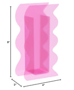 Hot Pink Acrylic Vase, 8-Inch Wave Shaped, Modern Centerpiece, Home Office Decor - color: Hot Pink