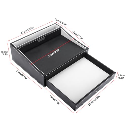 Baoyun Gifts for Dad Mens Nightstand Organizer, Jewelry Box for Men, Mens Dresser Organizer Countertop, Large Capacity Leather Valet Tray for Phones Pad Wallet Key Christmas Gifts for Men - color: Black