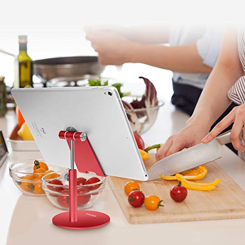 Adjustable Tablet/Phone Stand, AICase Telescopic Adjustable iPad Stand Holder,Universal Multi Angle Aluminum Stand Compatible with iPhone Smart Cell Phone/Tablet/iPad(4-13 inch), Red - color: Red
