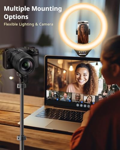 UBeesize 12'' LED Ring Light with 62'' Tripod Stand, Selfie Ring Light for Video Recording, Live Streaming, TikTok & YouTube, Compatible with iPhone & Android (Black) - color: Black, size: 12-in