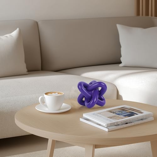 DOVDOV Purple Knot Sculpture, Triple Knot Statue, Purple Home Decor, Perfect for accenting Rustic-Style Coffee Tables, Living Room TV Stands, Dining Tables, and entryway Shelves. - color: Purple