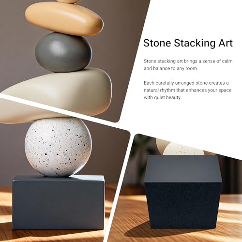 Aris & Juno Modern Abstract Resin Sculpture, Good Luck Stone Statue for Home Decor, Living Room, Office & Study – Contemporary Art Ornament for Good Fortune