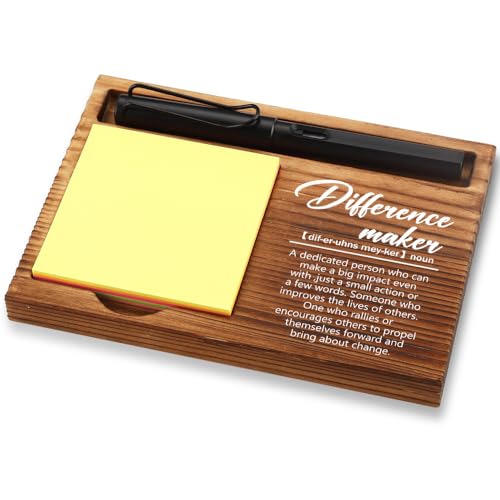FOUGSTA Appreciation Gift for Women, Inspirational Office Decor With Wooden Notepad Pen Holder and Quotes, 16.5 x 12 x 1.5 cm, XXN6 - style: Difference maker