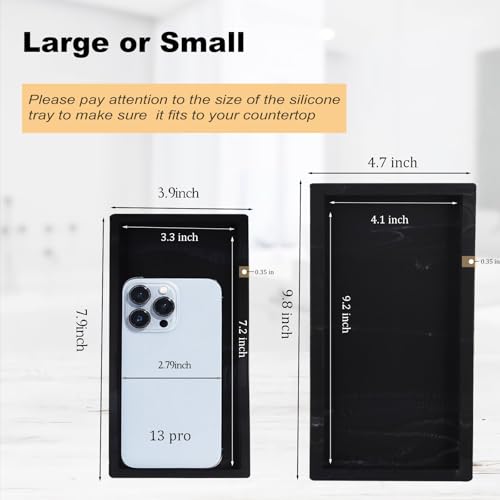 Small Bathroom Vanity Silicone Tray for Counter, Rectangle Dish Soap and Sponge Holder for Kitchen Sink, Perfume Organizer for Dresser, Marble Black - color: Marble Black, size: 7.9" x 4.0"