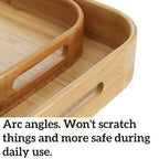 Dicunoy Set of 2 Bamboo Serving Tray, Solid Wood Breakfast Tray with Handles and Arc Angles, Large Size for Food, Dinner, Tea, Coffee, Bar, Parties, 15.6" L x 10.8" W /12.6" L x 8.5" W