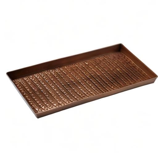 HF by LT Cable Knit Pattern Metal Boot-Tray, 30 x 13 inches, Antique Copper - color: Cable Knit Design, Antique Copper