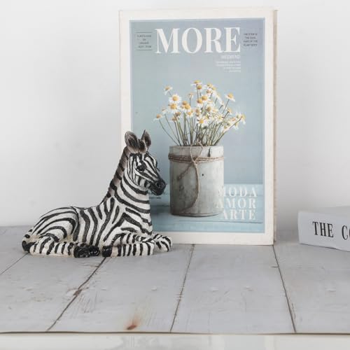Zebra Table Sculpture - Resin Zebra Figurine - Black, White - African Safari Zebra Collectible for Bedroom, Living Room, Office, Bookshelf, Mantel, Entryway, Foyer, Nursery -5.9inch L x 3.54inch H