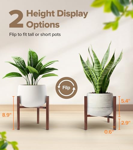 Plant Stand Indoor Adjustable, Metal Modern Indoor Plant Stand, Heavy Duty Plant Stands Outdoor Corner, Stable Plant Holder, Fits 8 to 12 Inches Pots, Black, 1 Pack, Walnut Wood-Grain - color: Walnut Wood-Grain, size: 1 Pack