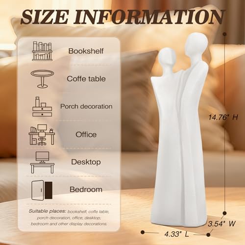 Resin Modern Abstract Sculpture, White Lovers Statues, Home Decor for Living Room, Office, Bookshelf, Gifts for Friends Love Ones - size: Lover