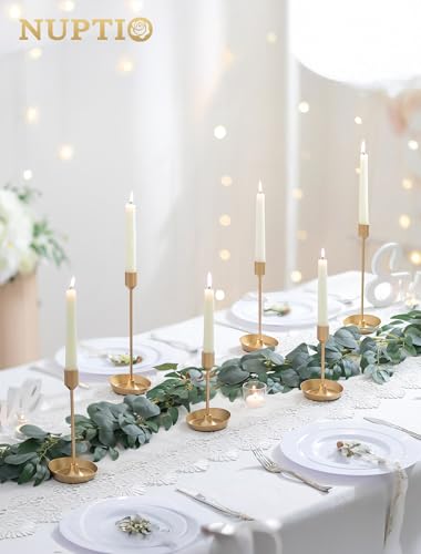 NUPTIO Taper Candle Holders for Wedding: 6 PCS Gold Matte Candles Stick Holder for Table Centerpiece - Bulk Candlestick Holders for Birthday Christmas Party Decor - color: Gold, size: 6 pcs