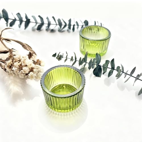 2pcs Votive Candle Holders Glass Tea Light Candle Holders Table Centerpiece for Wedding Birthday Valentine's Day (Green) - color: Green