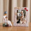 NAN ZAI NAN FANG Grandma Birthday Gifts Thoughtful Valentine Christmas for Grandma 5.9" Resin Sculpture Hand-Painted Grandmother Gifts from Grandkids Statues for Home Decor(Frame for Free) - style: Grandma and Child Set