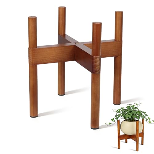 Vigordream Plant Stand Indoor, Wood Plant Holder, Mid Century Modern Decor Tall Planter Stands, 2 Height Displays Corner Single Flower Stand for Balcony, Living Room,Garden Patio Fit 5-12 Inch Pots - size: 12 Inch