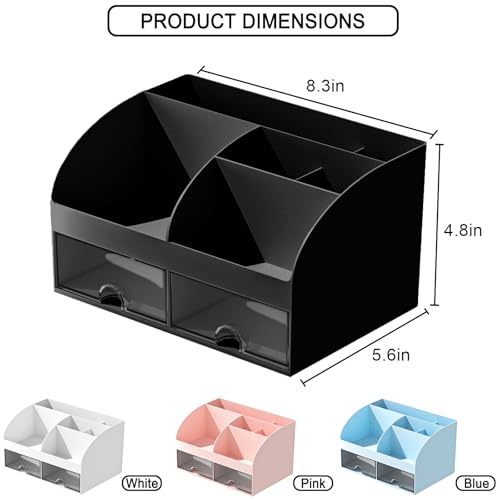 Makeup Organizer with Drawers, Cosmetic Storage for Dresser Vanity and Bathroom Countertop, Beauty Holder for Lipstick Brush, Skincare Organizer for Vanity, Cosmetic Display Case (Black-2Pack) - color: Black-2Pack