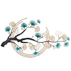SanBouSi Large Luxury Golden 3D Ginkgo Leaf Metal Wall Decor Large Modern Metal Wall Art Sculpture Green Ginkgo Decorative Wall Sculpture for Living Room Bedroom 43inch