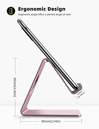 Lamicall Pink Phone Stand, Desk Accessories - Rose Gold Pink Cell Phone Holder, Office Decor, Office Desk Accessories, Suitable for iPhone 16 15 14 13 Pro Max, 4-8'' Phone - color: g-rose gold